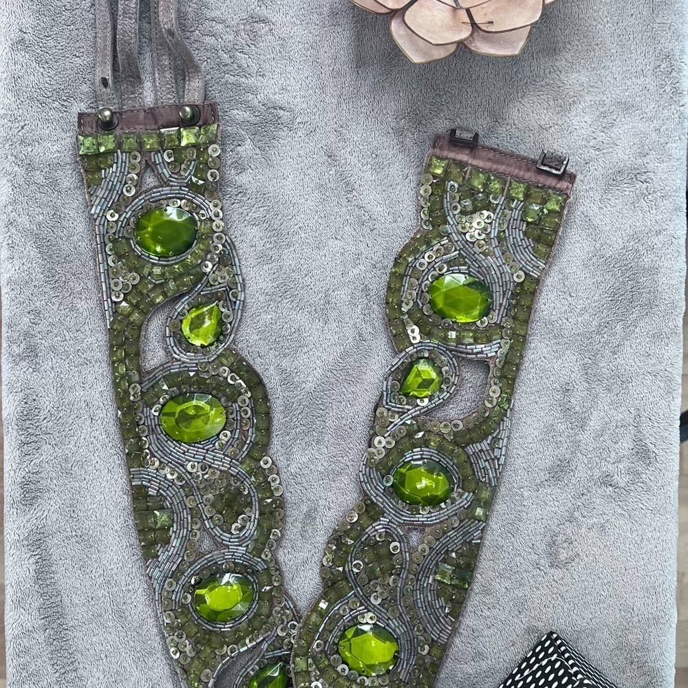 Jeweled Fred Segal, green, sequin, bellydancer belt.